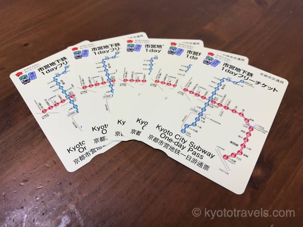 地下鉄の1日乗車券が6枚机の上に広げられています