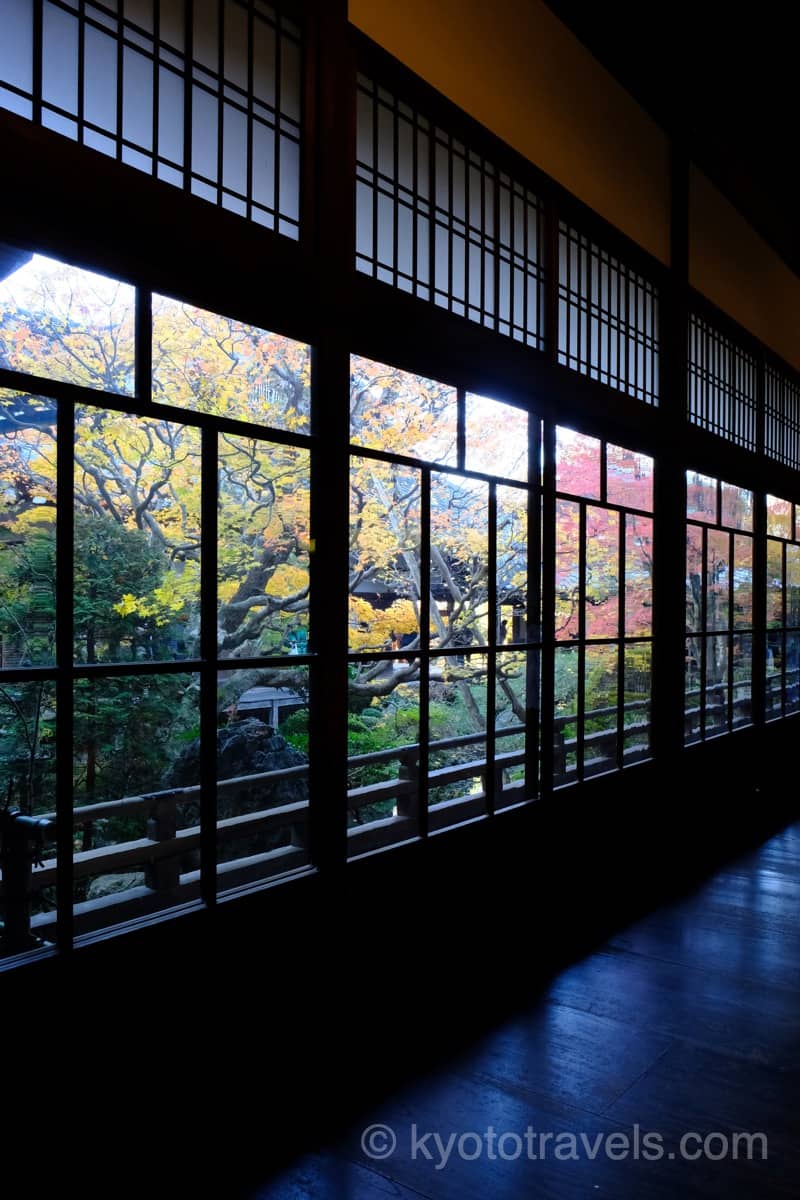 永観堂 窓から眺める中庭の紅葉