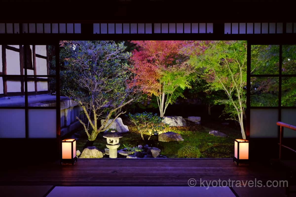 勝林寺 本堂内の庭園のライトアップ