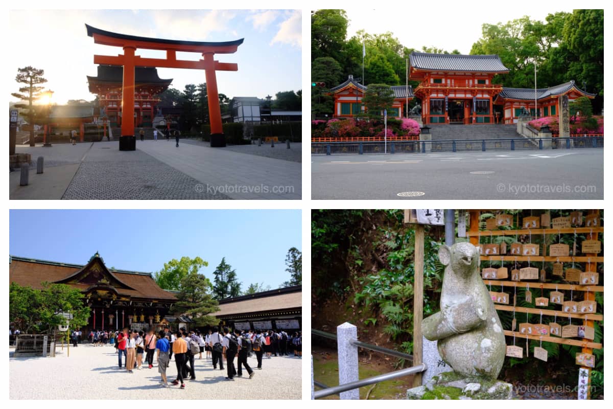 伏見稲荷大社、八坂神社、北野天満宮、大豊神社の画像がグリッドで配置されています。