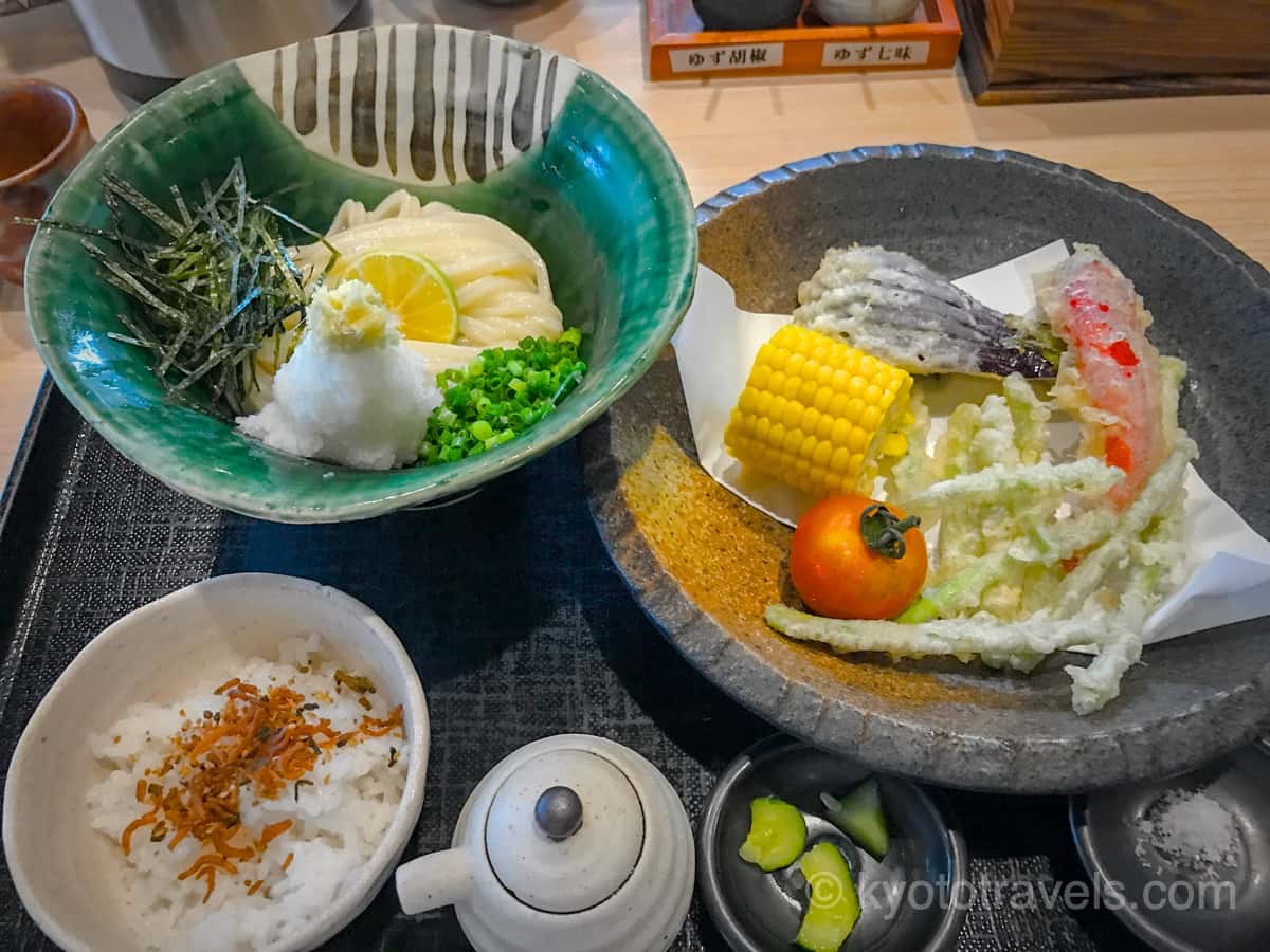 本格手打ちうどん おろしぶっかけと夏野菜の天ぷらセット